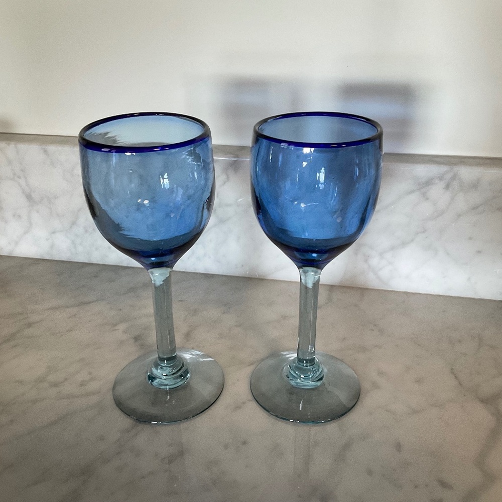Hand Blown Blue Glasses